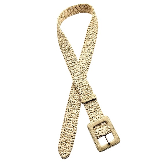 J. Crew Woven Faux Raffia Square Buckle Belt, OS - Picture 6 of 8